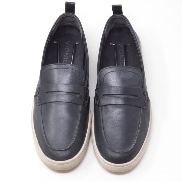 Vionic Womens Uptown Loafers Black Leather Slip On Orthotic Shoes Size 7.5